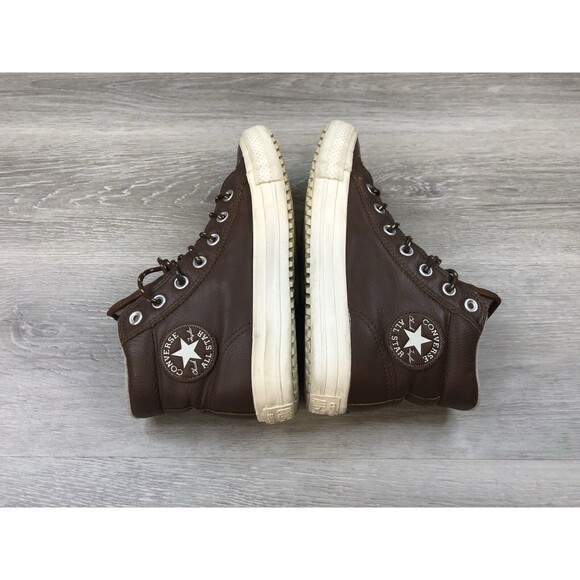 Converse Chuck Taylor All Star Womens Sneaker Boot 8 Brown Leather CHigh Shoes - Picture 4 of 9
